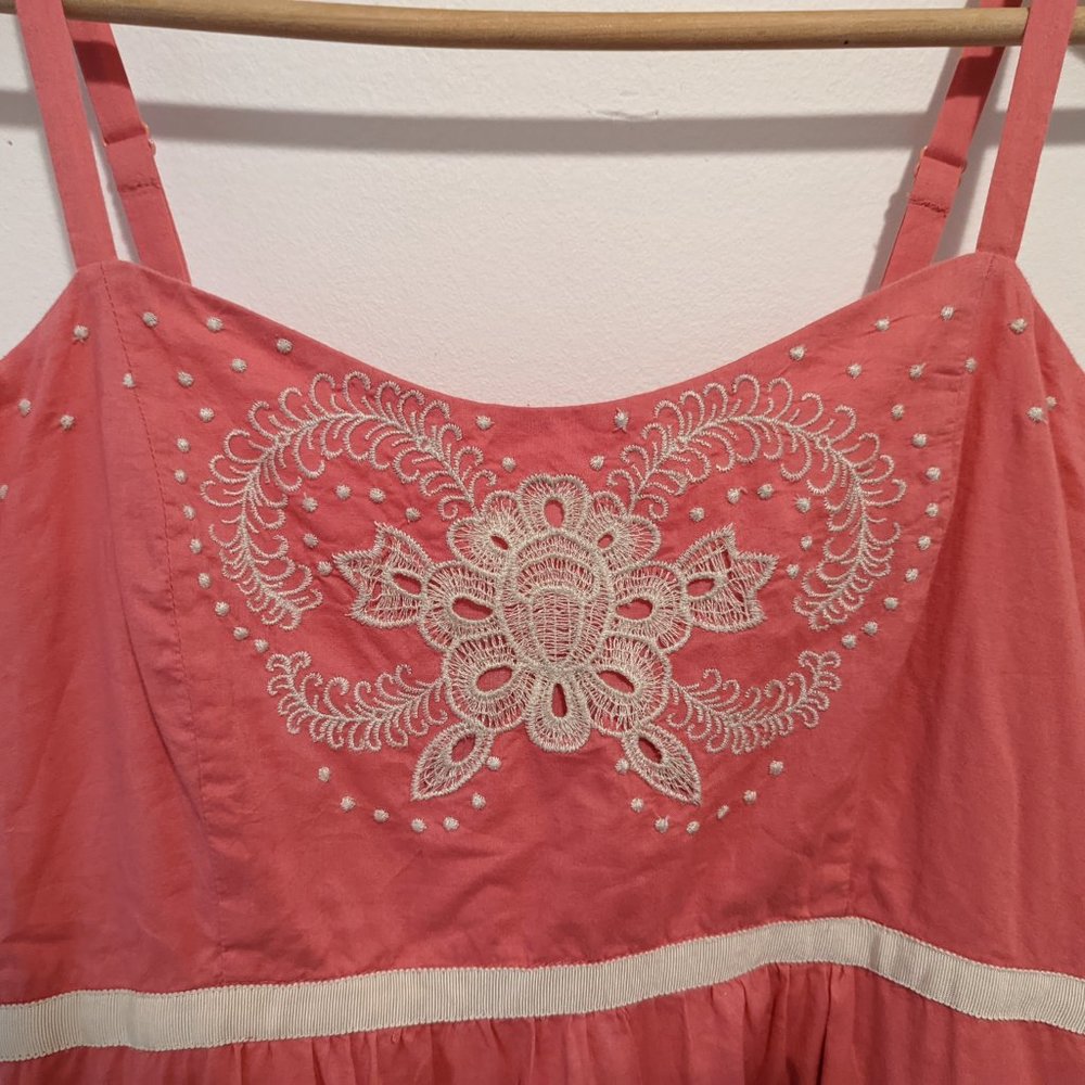Anthropologie Moulinette Soeurs Pink Embroidered Cotton Dress - Picture 3 of 10